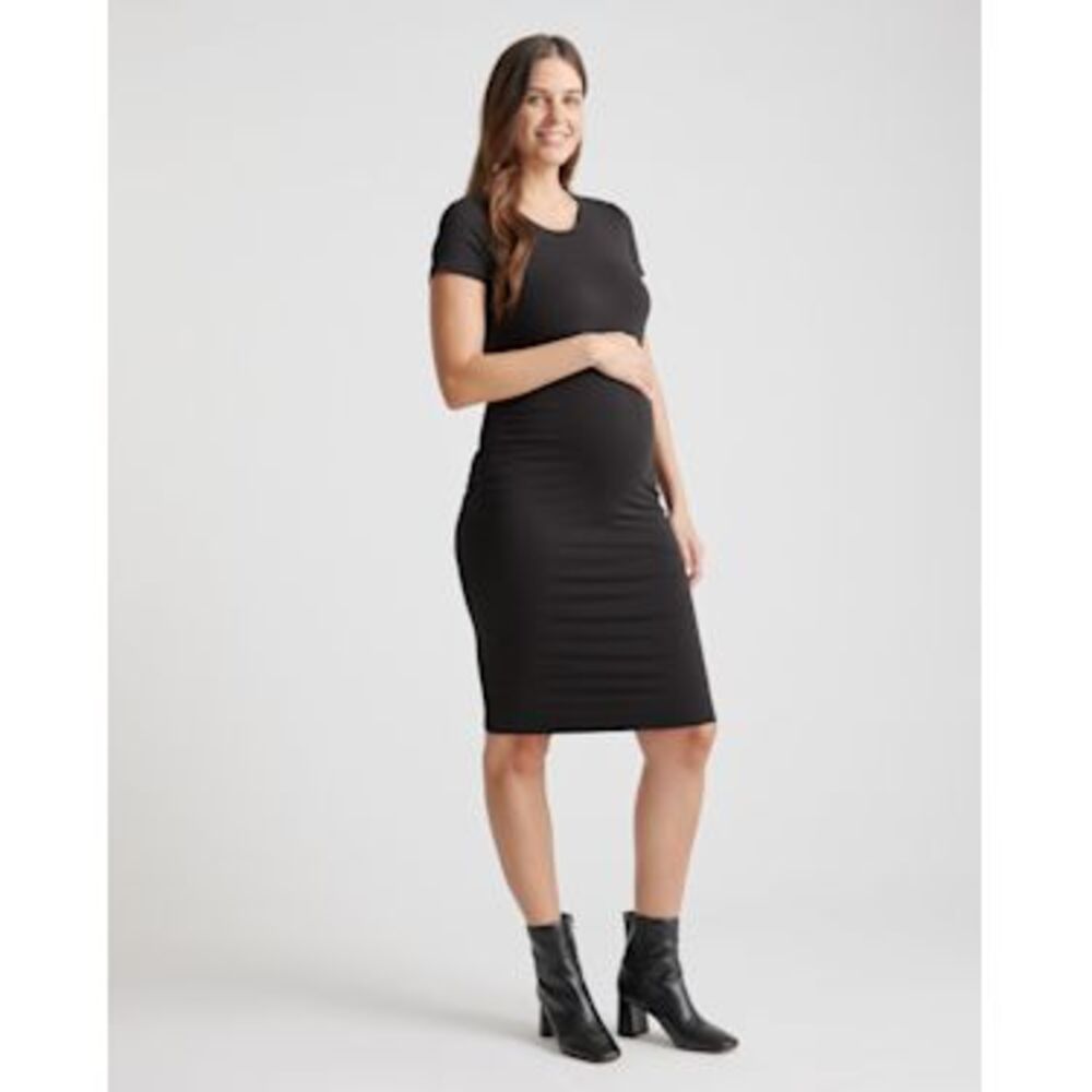 Quince Black Maternity Tee Dress
